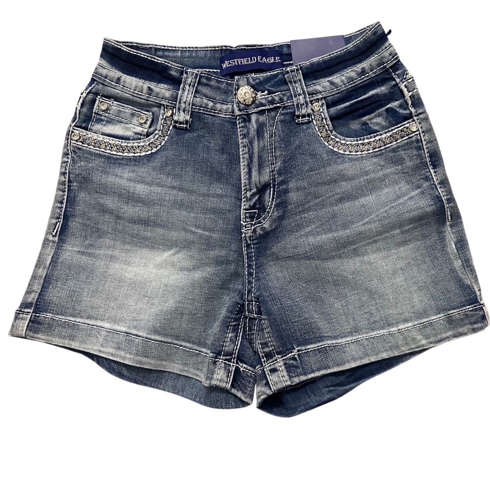 Westfield Eagle Womens Denim Shorts Embellished Rhinestone Size 5 NEW WITH TAGS!